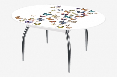 Стол круглый Можгинский лесокомбинат Бостон раздвижной, фотопечать Махаон/белый/хром триумф