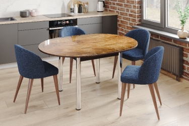 Стол круглый Можгинский лесокомбинат Бостон раздвижной, фотопечать Сандал/венге/хром триумф