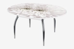 Стол круглый Можгинский лесокомбинат Бостон раздвижной, фотопечать Флоренс/белый/хром триумф