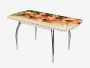 Стол раздвижной Можгинский лесокомбинат Бостон-3 ф/п Бамбук, 1100700 мм, дуб атланта/хром триумф