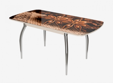 Стол раздвижной Можгинский лесокомбинат Бостон-3 ф/п Корица, 1100700 мм, дуб атланта/хром триумф