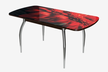 Стол Можгинский лесокомбинат Бостон-3 Красная гербера, раздвижной, фотопечать/венге/хром триумф