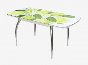 Стол раздвижной Можгинский лесокомбинат Бостон-3 ф/п Лайм, 1100700 мм, белый/хром триумф