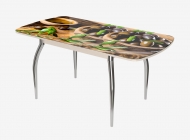 Стол раздвижной Можгинский лесокомбинат Бостон-3 ф/п Олива, 1100700 мм, дуб атланта/хром триумф