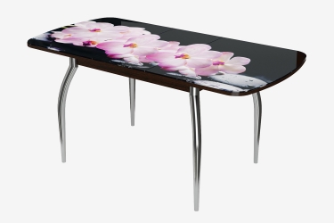 Стол Можгинский лесокомбинат Бостон-3 Розовая орхидея, раздвижной, фотопечать/венге/хром триумф