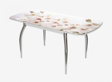 Стол раздвижной Можгинский лесокомбинат Бостон-3 ф/п Сакура, 1100700 мм, белый/хром триумф