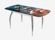 Стол Можгинский лесокомбинат Бостон-3 ф/п Ягоды, 1100700 мм, белый/хром триумф