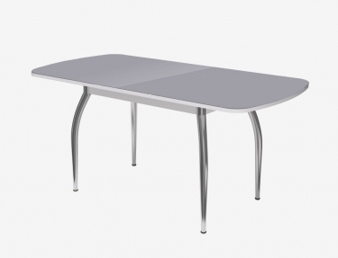 Стол Можгинский лесокомбинат Бостон-3 раздвижной, антрацит глянец/белый/опоры хром