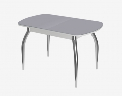 Стол Можгинский лесокомбинат Бостон-3 раздвижной, антрацит глянец/белый/опоры хром