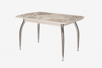 Стол Можгинский лесокомбинат Бостон-3 раздвижной, ваниль, фотопечать/хром триумф