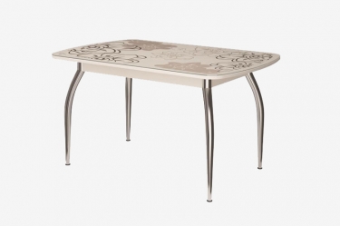 Стол Можгинский лесокомбинат Бостон-3 раздвижной, ваниль, фотопечать/хром триумф