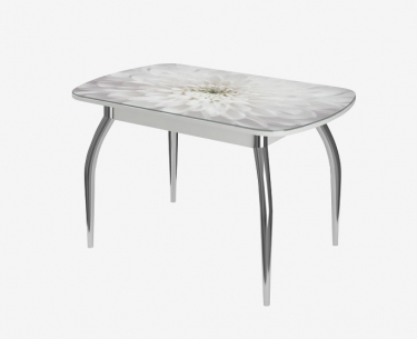 Стол овальный Можгинский лесокомбинат Бостон Флоренс, белый/фотопечать/хром триумф