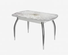 Стол овальный Можгинский лесокомбинат Бостон Флоренс, белый/фотопечать/хром триумф