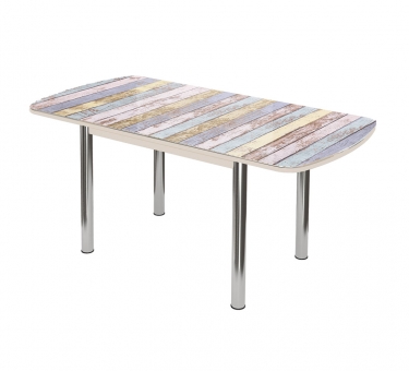 Стол Можгинский лесокомбинат Бостон-3 раздвижной, фотопечать Доски цветные/дуб атланта/хром брифинг