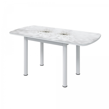 Стол раздвижной Можгинский лесокомбинат Бостон-3, 1100700 мм, фотопечать Флоренс/белый/опоры белые брифинг