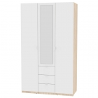 Шкаф распашный Аларти R-230х135х60-3-TR-MДСС-Белый