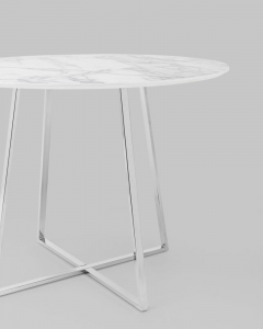 Стол обеденный Stool Group Дакота 100x100 Белый мрамор ножки хром