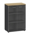 Шкаф средний со стеклом Profoffice FLEX 135H003 15/6Z.34 Гикори Графит