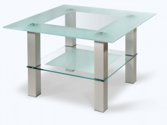 Стол журнальный Мебелик Кристалл 1 Алюминий/прозрачное