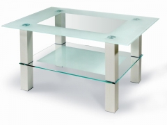 Стол журнальный Мебелик Кристалл 2 Алюминий/прозрачное