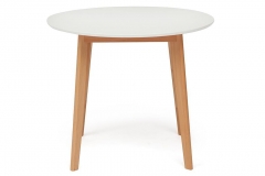 Стол обеденный Tetchair BOSCO Боско основание бук, столешница мдф, D900, Белый+Натуральный Бук