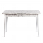 Стол обеденный Tetchair ALTA mod. 1183 ЛДСП+меламин/металл, 120+30 х 70 х 75 см, белый мрамор/белый