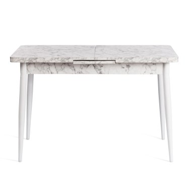 Стол обеденный Tetchair ALTA mod. 1183 ЛДСП+меламин/металл, 120+30 х 70 х 75 см, белый мрамор/белый