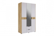 Шкаф трехдверный зеркало Мебельсон Адам MSA-05 дуб крафт золотой/белое дерево