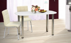 Стол Марибель на металлических опорах 130/70 Белый металлик