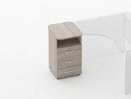 Тумба приставная на 3 ящика с нишей Персона Грата Glassy 3.10.13 Дуб сантана светлый