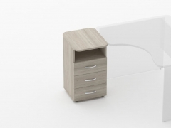 Тумба приставная на 3 ящика с нишей Персона Грата Glassy 3.10.13 Дуб сантана светлый