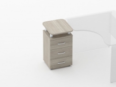 Тумба приставная на 3 ящика с проставками Персона Грата Glassy 3.10.17 Дуб сантана светлый