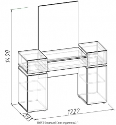 Стол туалетный Глазовская МФ 1 HYPER Палисандр/Венге спальня