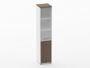 Шкаф 4 узкий верх стеклянная дверь, низ закрытый Персона Грата Deka 10.19.17Пр Дуб Верцаска/Белый