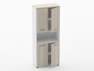 Шкаф 4 широкий закрытый с нишей Персона Грата Deka 10.19.121 Дуб Сантана светлый/Белый