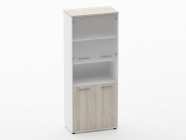 Шкаф 4 широкий верх стеклянные двери, низ закрытый, с нишей Персона Грата Deka 10.19.181 Дуб Сантана светлый/Белый