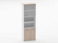 Шкаф 5 широкий верх стеклянная дверь, низ закрытый, две полки открытые Персона Грата Deka 10.23.191 Туя/Белый