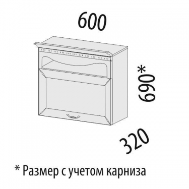 Шкаф кухонный над вытяжкой с системой плавного закрывания Витра Оливия 71.83