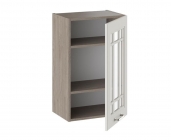 Шкаф навесной со стеклом Трия Одри В_72-45_1ДРс Дуб Сонома трюфель/Бежевый шелк