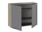 Шкаф навесной Трия Одри В_72-90_2ДР Дуб Сонома трюфель/Серый шелк