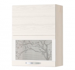 Шкаф-витрина плавное закрывание Витра Графит 74.80 Сосна Астрид /Ваниль