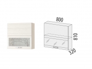 Шкаф-витрина кухонный плавное закрывание Витра Графит 74.81 Сосна Астрид /Ваниль