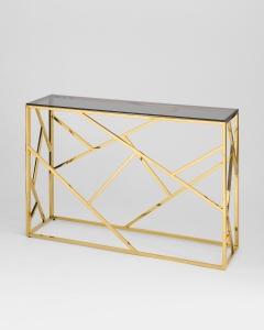 Консоль Stool Group АРТ ДЕКО 115x30 Золото стекло smoke