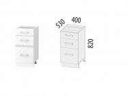 Напольный шкаф 3 ящика с системой плавного закрывания Витра Бьянка 102.90