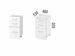Напольный шкаф 3 ящика с системой плавного закрывания Витра Бьянка 102.90