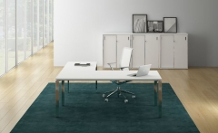 Стол рабочий, прямолинейный три опоры, левый ALSAV GLOSS LINE НСТЛ-О.975 Белый Премиум