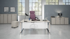 Стол рабочий, прямолинейный три опоры, левый ALSAV GLOSS LINE НСТЛ-П.975 Ivory