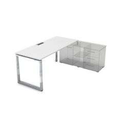 Стол рабочий, прямолинейный три опоры, правый ALSAV GLOSS LINE НСТП-О.985 Белый Премиум
