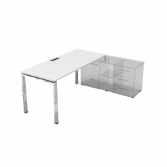 Стол рабочий, прямолинейный три опоры, правый ALSAV GLOSS LINE НСТП-П.994 Белый Премиум