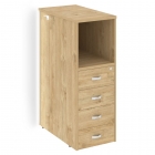 Тумба с подсветкой 4 ящика проходная, средняя Рива ONIX O.R-TV-4.S Тиквуд светлый